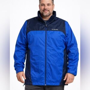 Columbia Glennaker Lake Rain Jacket Blue Men’s XXL Lightweight packable hood